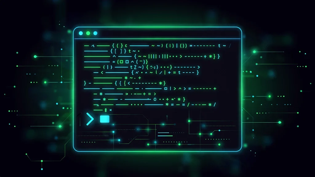 Terminal window with abstract code
